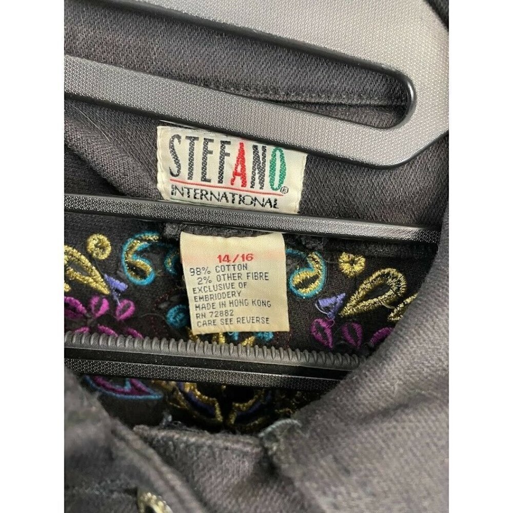Vtg 80's Stefano International Denim Jacket Blingy  Rockabilly Embroidery 14/16 - Picture 6 of 6